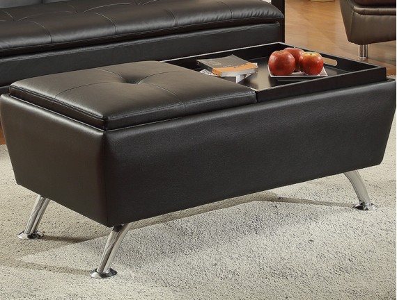 Leatherette Ottoman